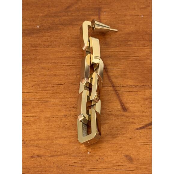 Eddie Borgo Timeless Supra Link Drop Earrings 12K Gold Plated NIP Elegant - Picture 7 of 16